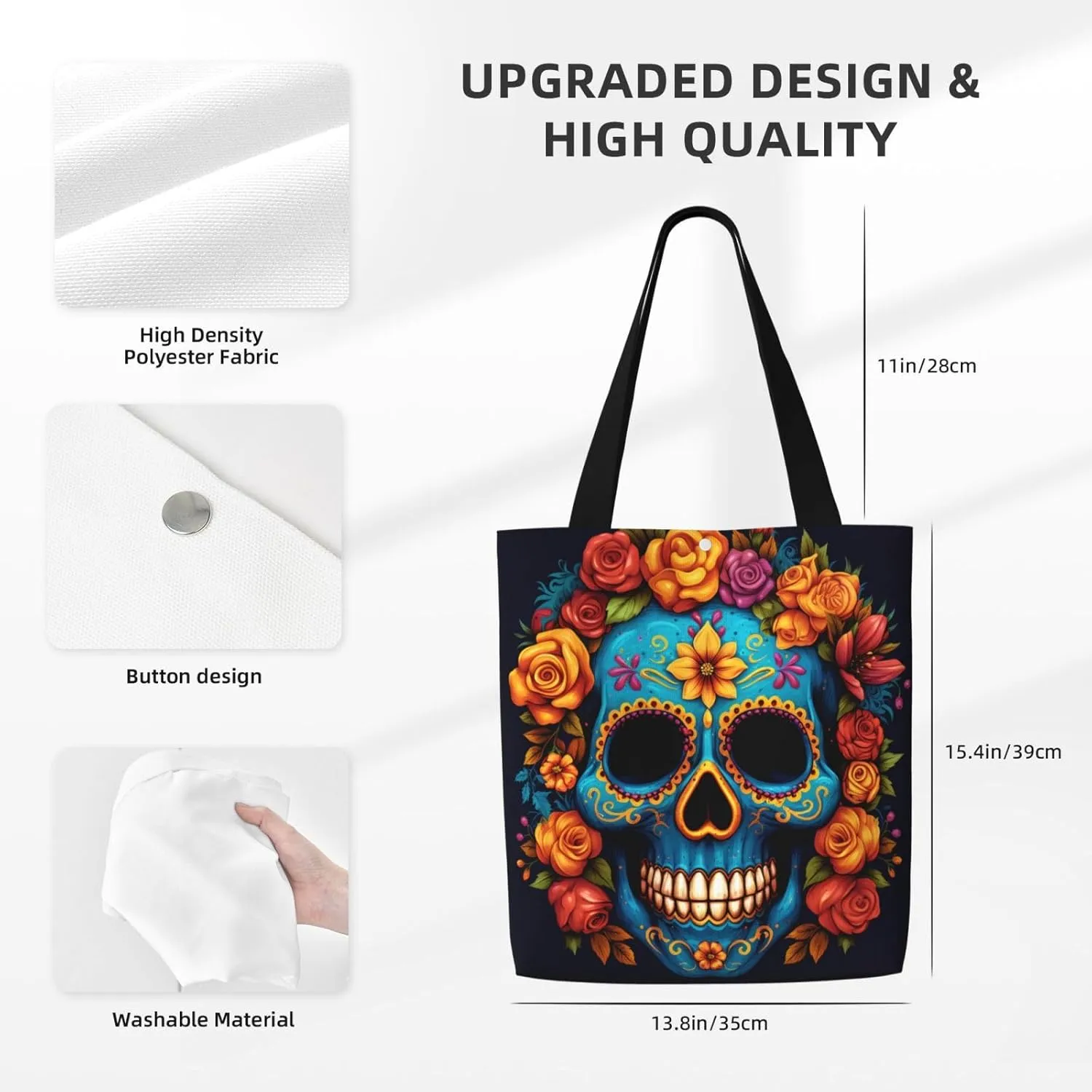 Gold Circular Design Canvas Shoulder Bag Reusable Tote Bag Soft Lightweight Cloth Bags For Women Girls Lady Casual