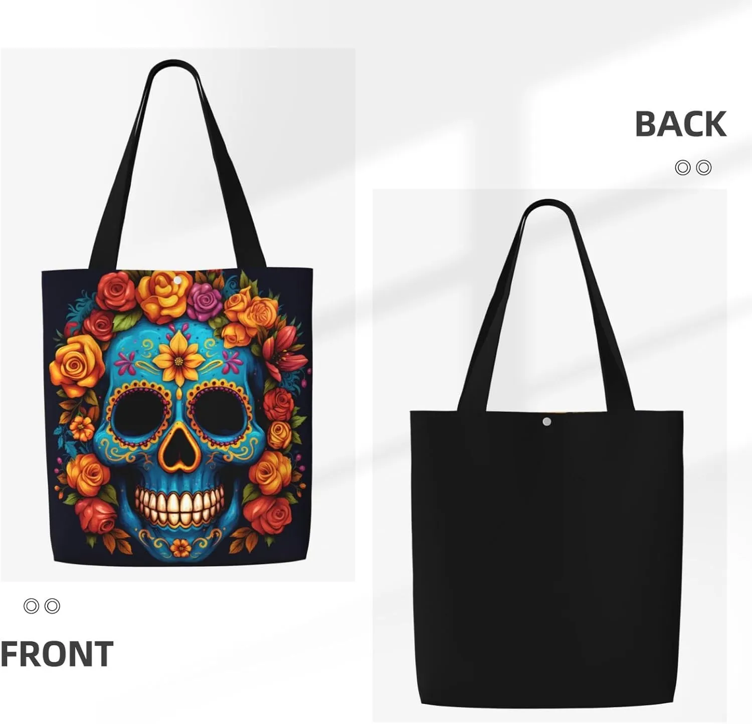 Gold Circular Design Canvas Shoulder Bag Reusable Tote Bag Soft Lightweight Cloth Bags For Women Girls Lady Casual