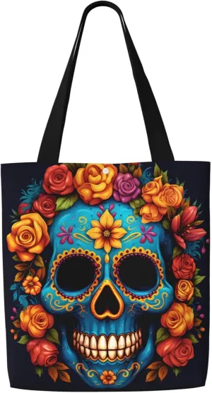 Gold Circular Design Canvas Shoulder Bag Reusable Tote Bag Soft Lightweight Cloth Bags For Women Girls Lady Casual