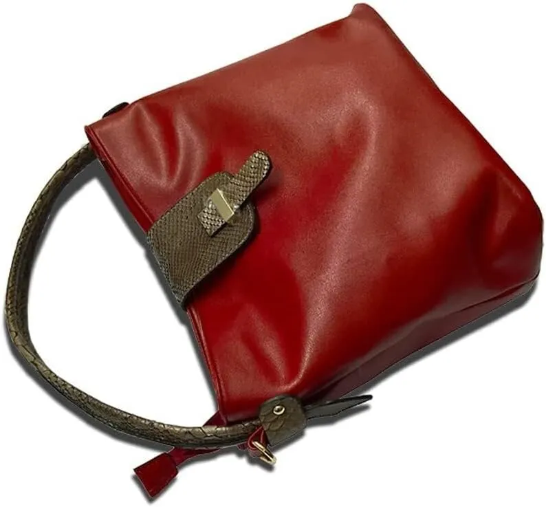 Handbag Women Bucket Bag Snake Print Pattern Handle Tote Vintage Hobo Bag Leather Purse Shoulder Bags