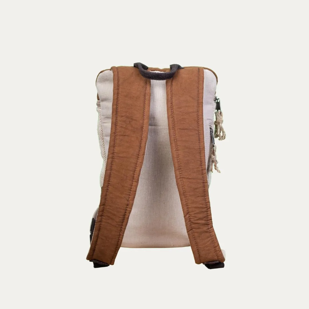 Handcrafted Hemp Backpack with Cotton Lining, Spacious Multi-Pocket Daypack for Work, Hiking, Beige Color  Durable and Stylish Travel Backpack for Men & Women