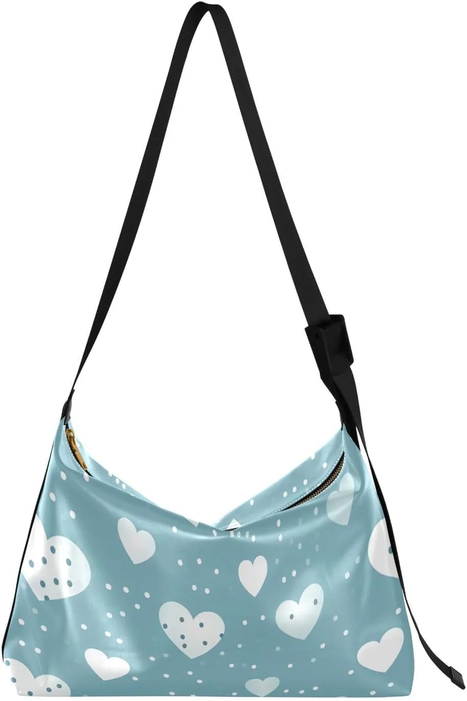 Hearts Blue Tote Bag for Women Large Hobo Bags Cross Body Purse Leather Hobo Bags with Adjustable Strap for Women Men