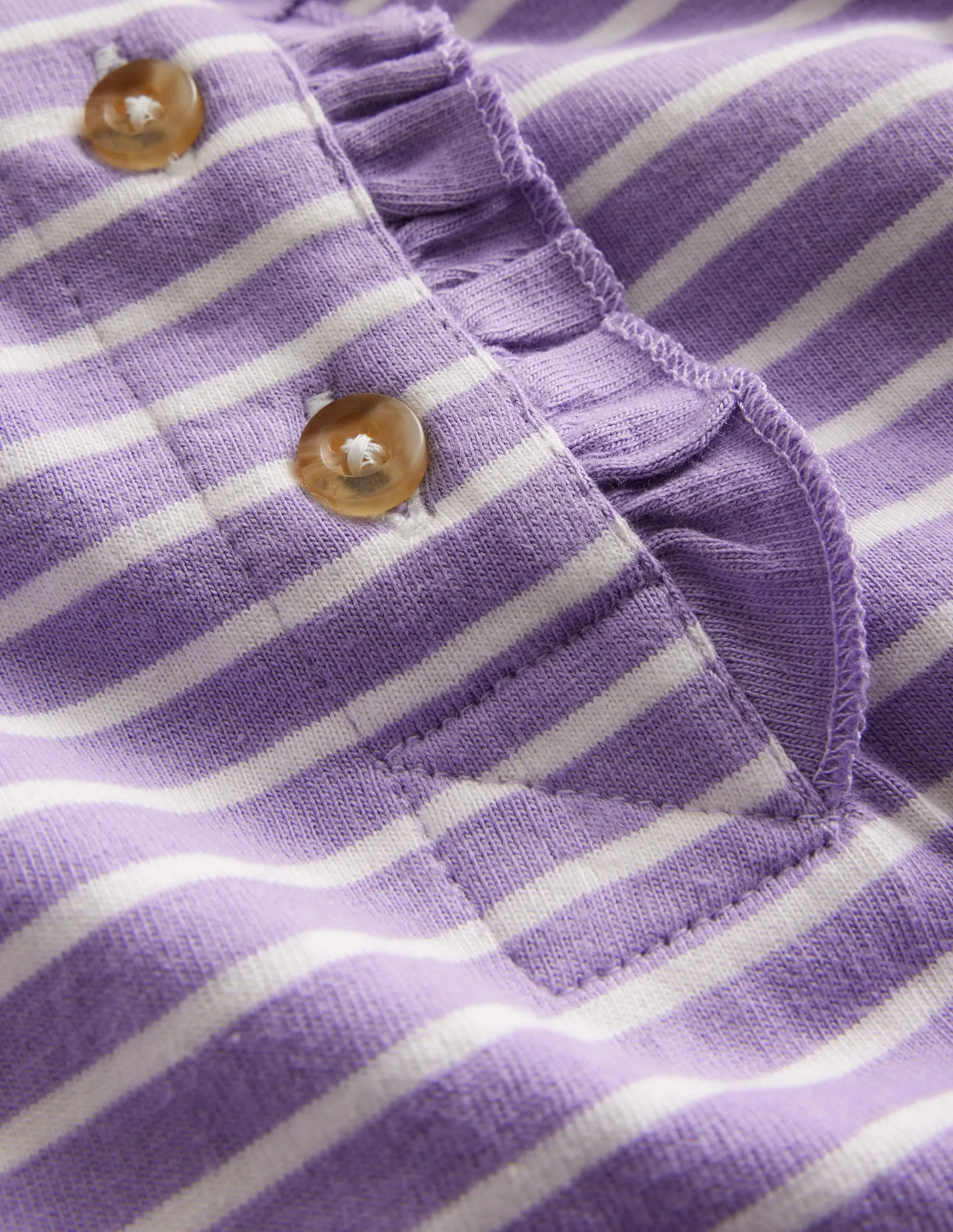 Henley Ruffle Breton Top-Ivory/Purple