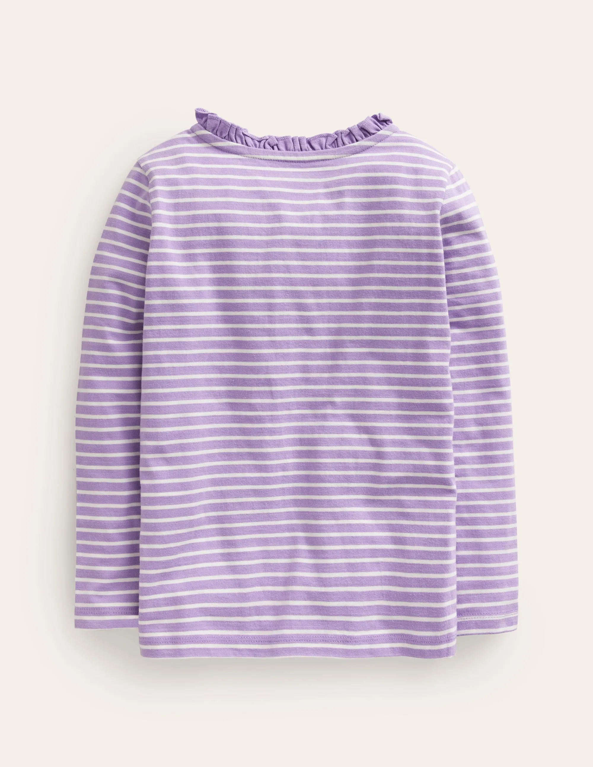 Henley Ruffle Breton Top-Ivory/Purple