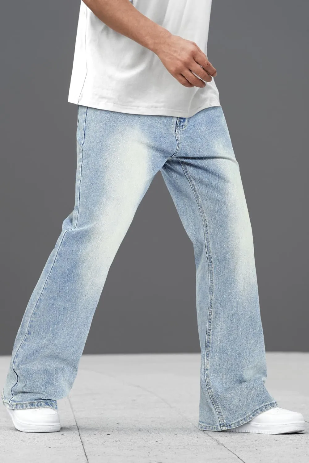 Heyfanee Men's Straight Leg Jeans Stretch Bootcut Denim Pants for Men Relaxed Fit