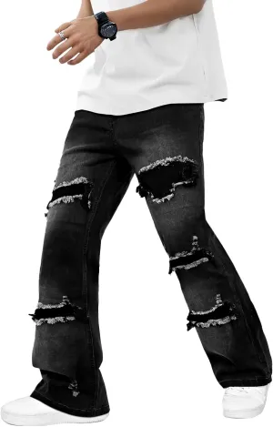 Heyfanee Men's Straight Leg Jeans Stretch Bootcut Denim Pants for Men Relaxed Fit