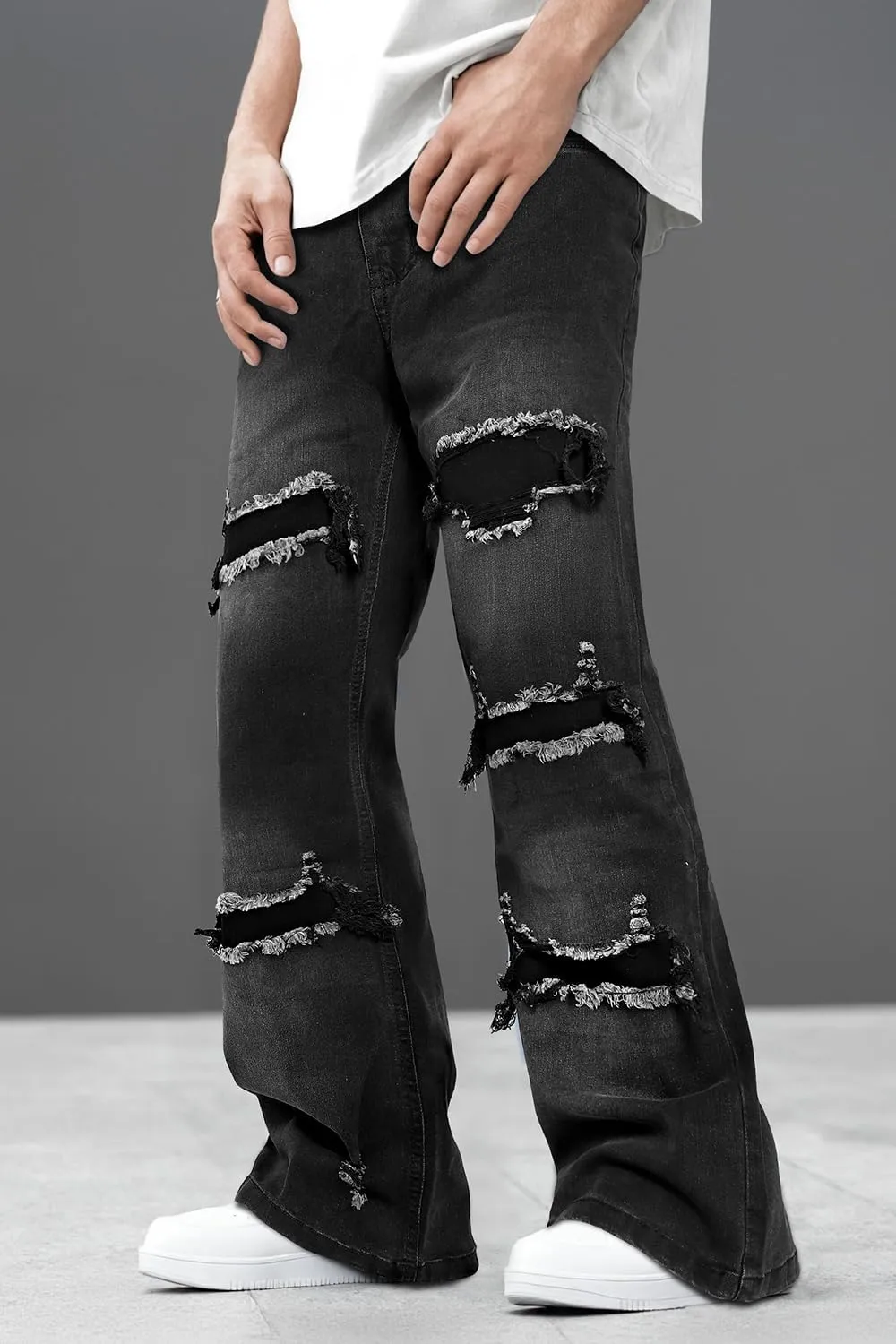 Heyfanee Men's Straight Leg Jeans Stretch Bootcut Denim Pants for Men Relaxed Fit
