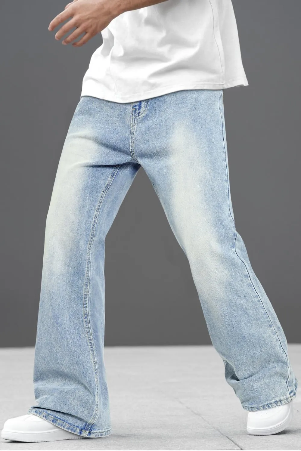 Heyfanee Men's Straight Leg Jeans Stretch Bootcut Denim Pants for Men Relaxed Fit
