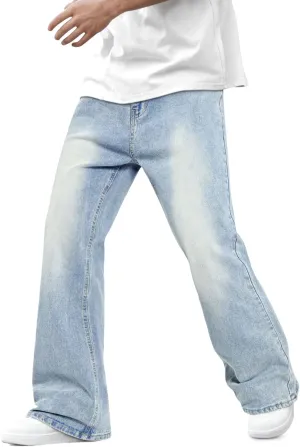 Heyfanee Men's Straight Leg Jeans Stretch Bootcut Denim Pants for Men Relaxed Fit