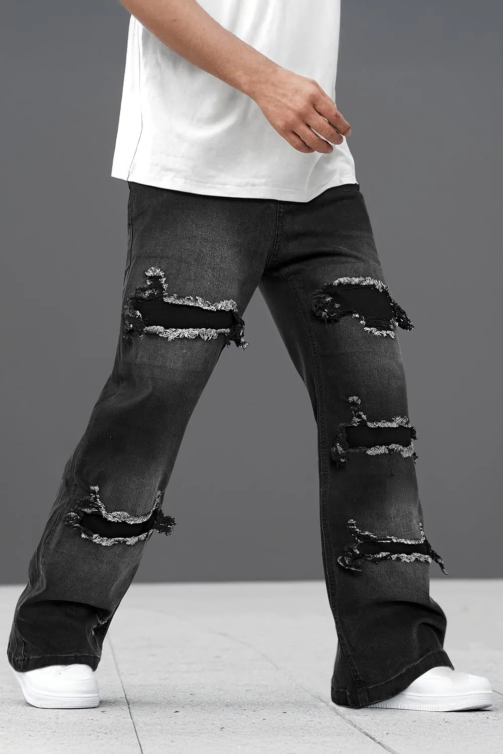 Heyfanee Men's Straight Leg Jeans Stretch Bootcut Denim Pants for Men Relaxed Fit