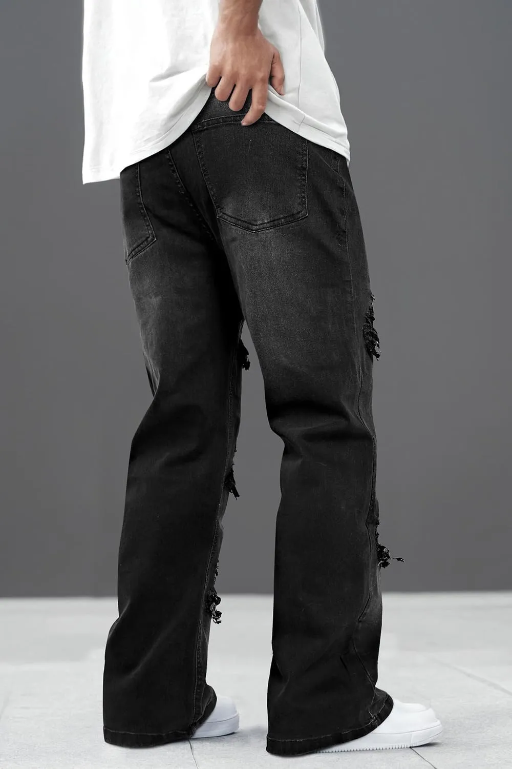Heyfanee Men's Straight Leg Jeans Stretch Bootcut Denim Pants for Men Relaxed Fit