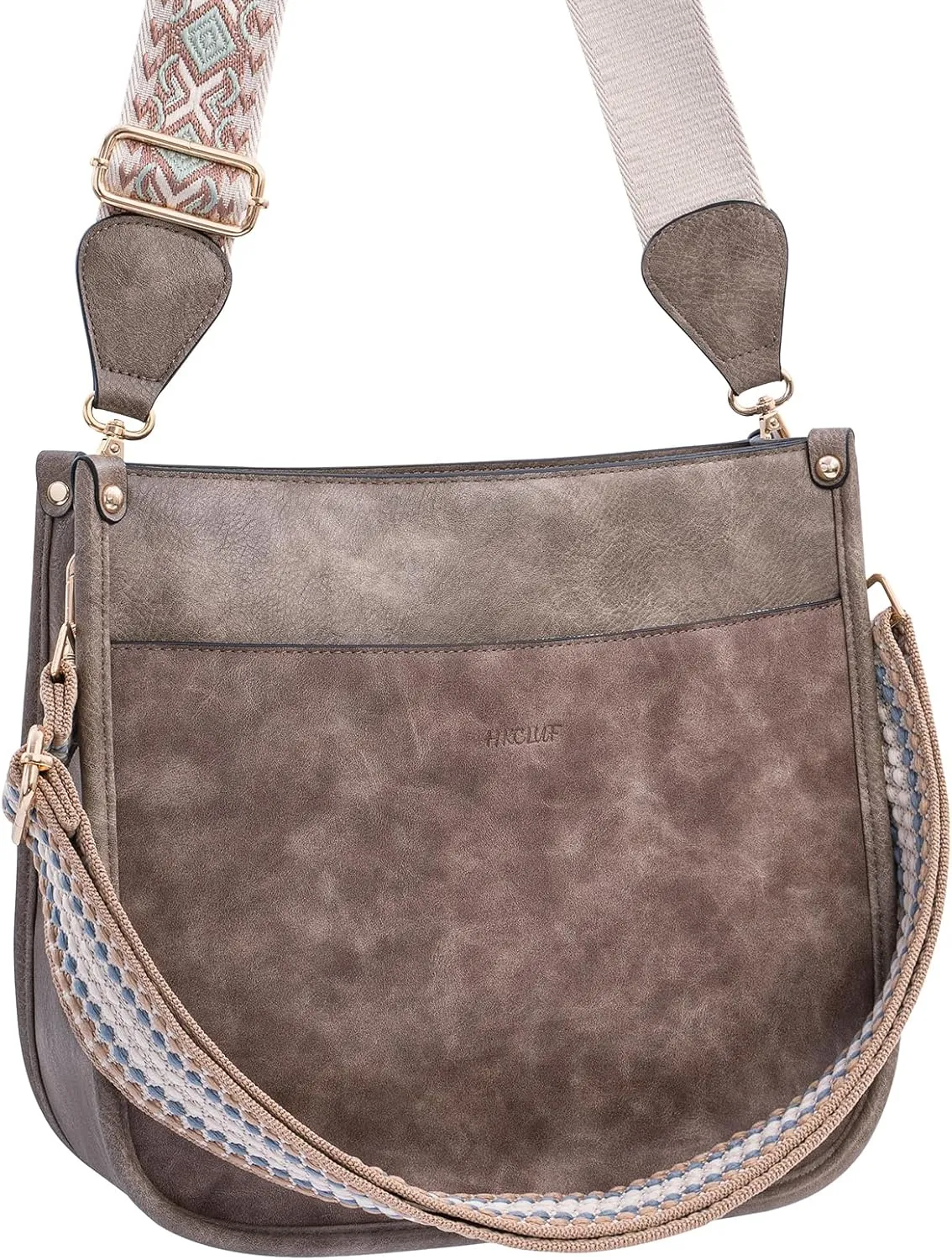 HKCLUF Crossbody Bags for Women Trendy Vegan Leather Hobo Handbags With 2PCS Adjustable Guitar Strap Shoulder Bucket Bags
