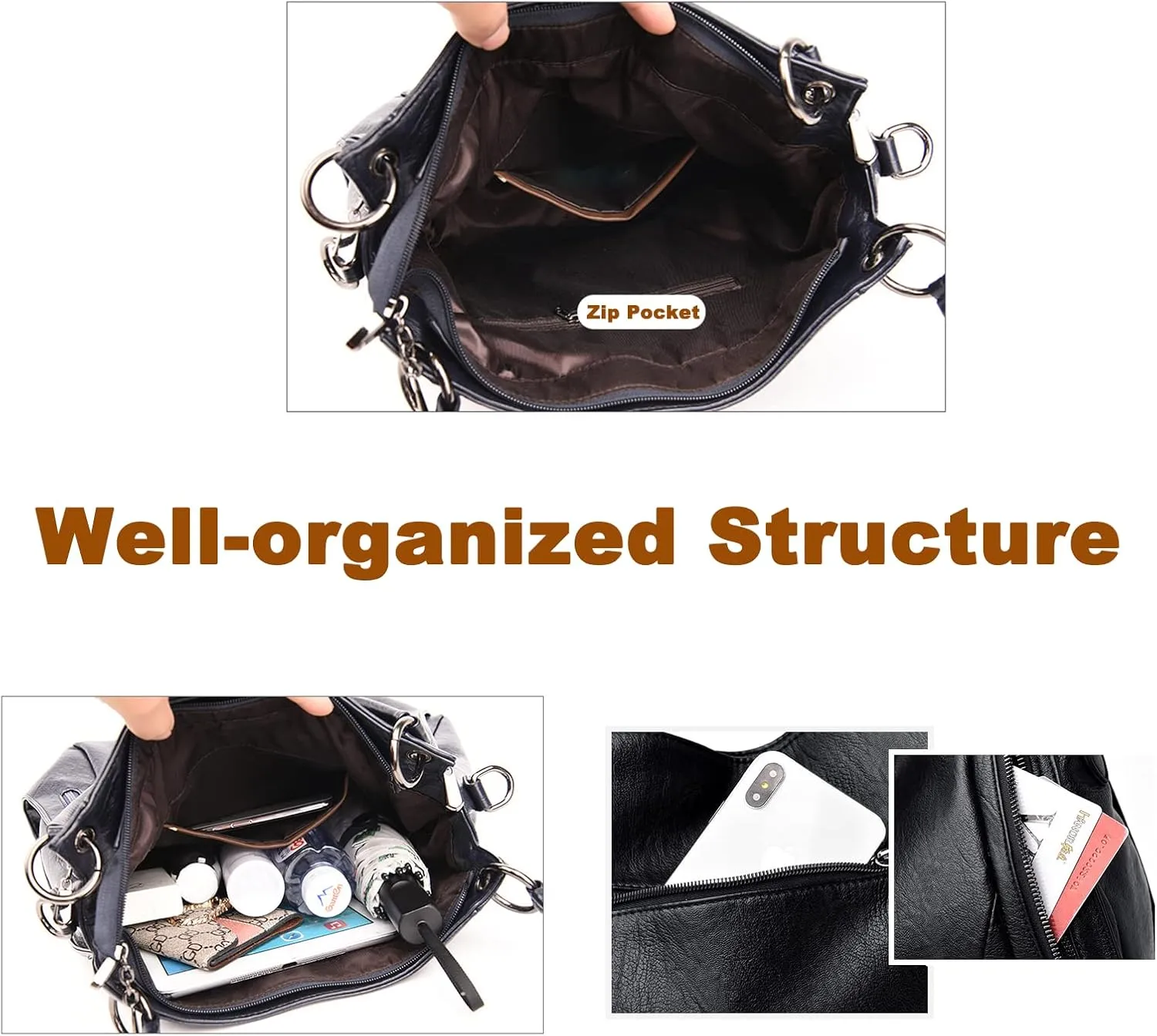 Hobo Bags for Women Leather Purses and Handbags Large Hobo Purse Shoulder Bags with Adjustable Shoulder Strap