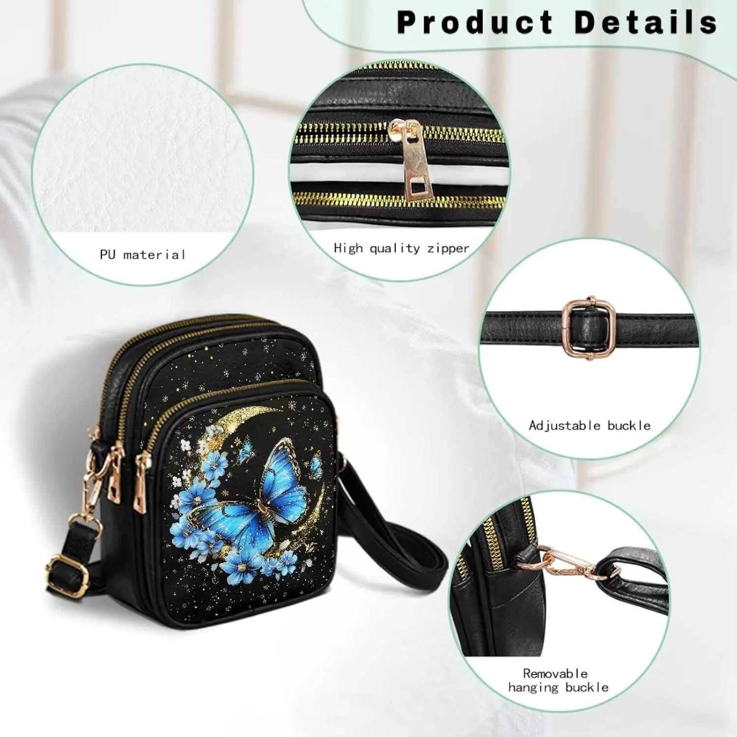 HUGS IDEA Crossbody Bags for Women Trendy Leather Crossbody Purse with Zipper Pockets