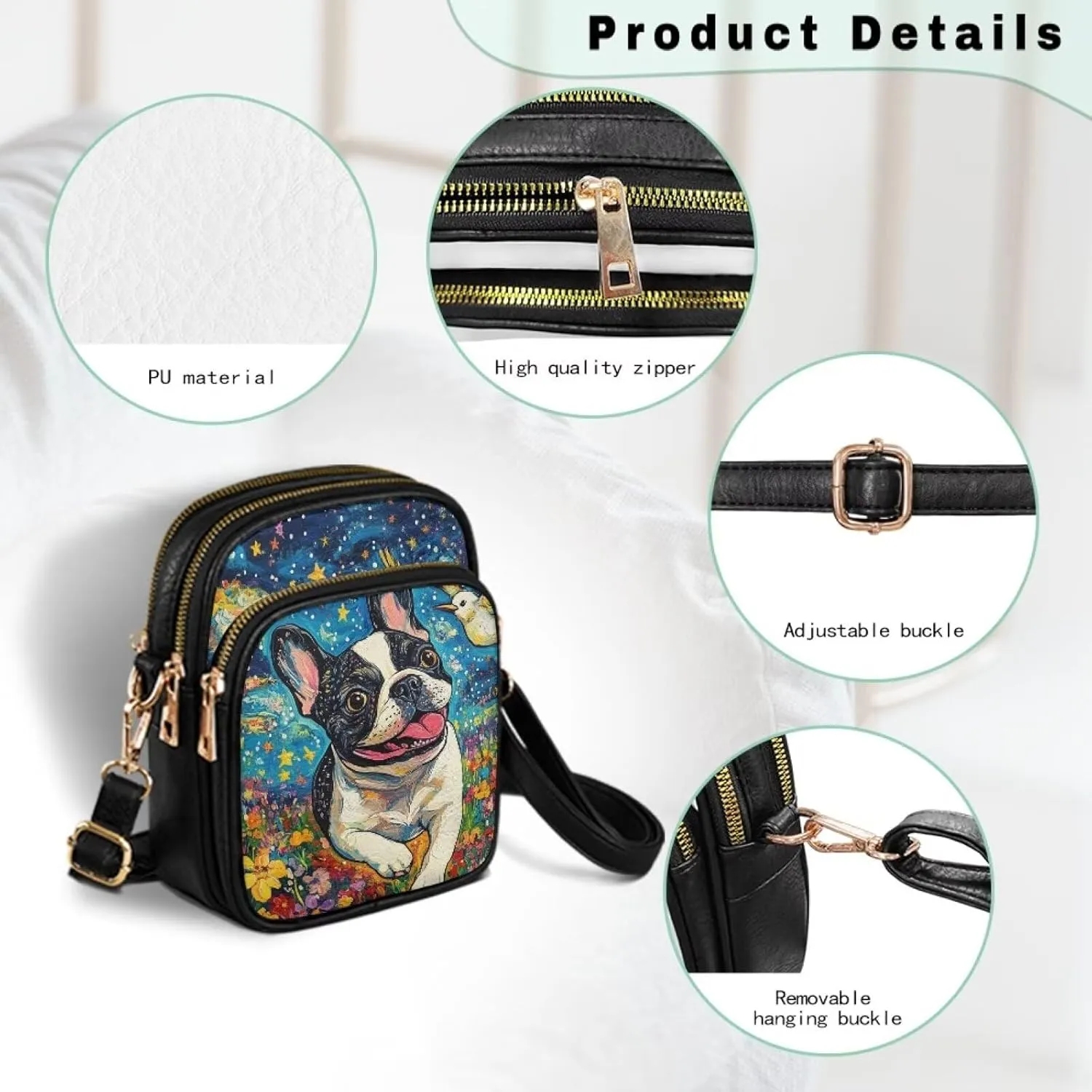 HUGS IDEA Crossbody Bags for Women Trendy Leather Crossbody Purse with Zipper Pockets