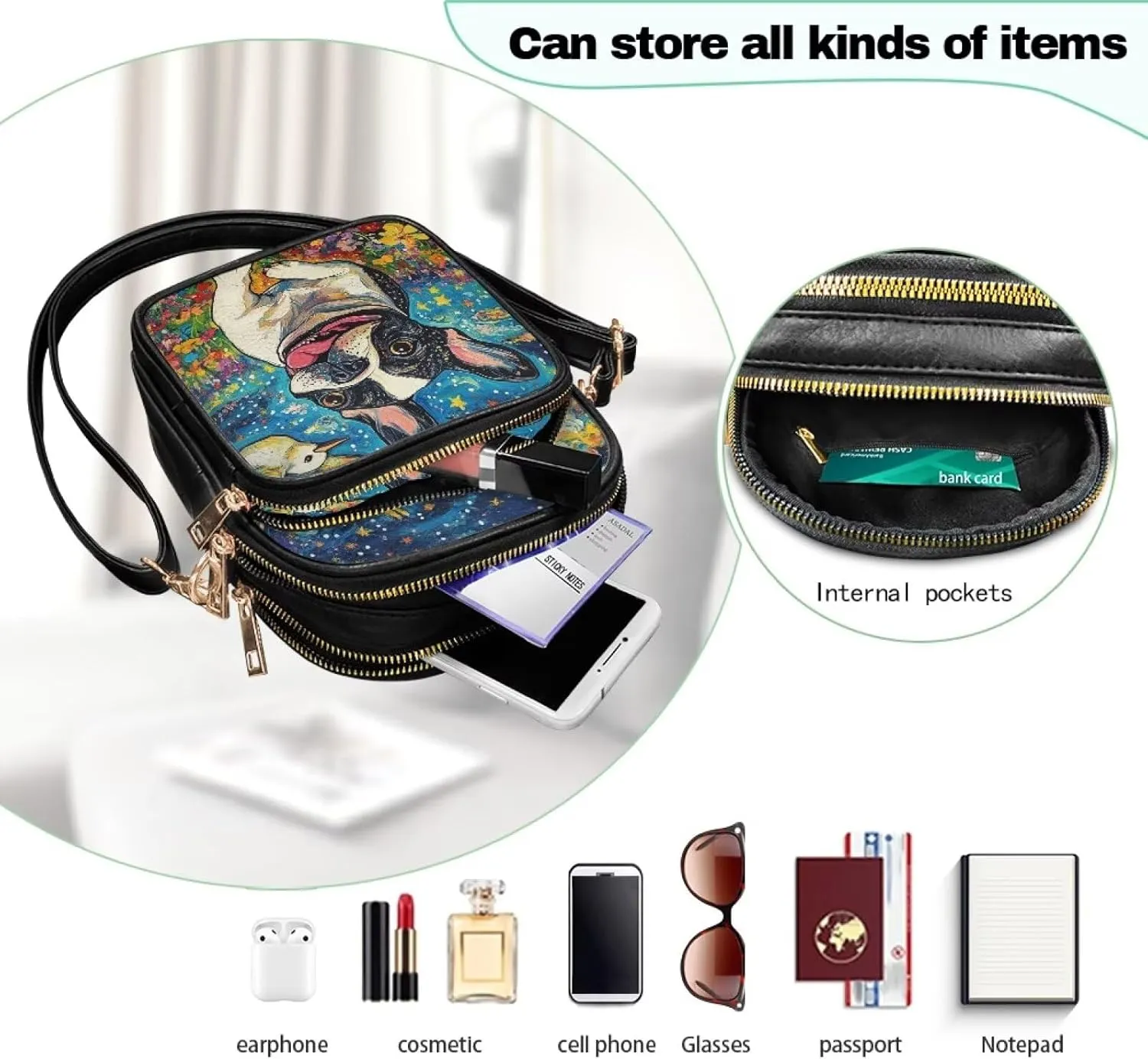 HUGS IDEA Crossbody Bags for Women Trendy Leather Crossbody Purse with Zipper Pockets