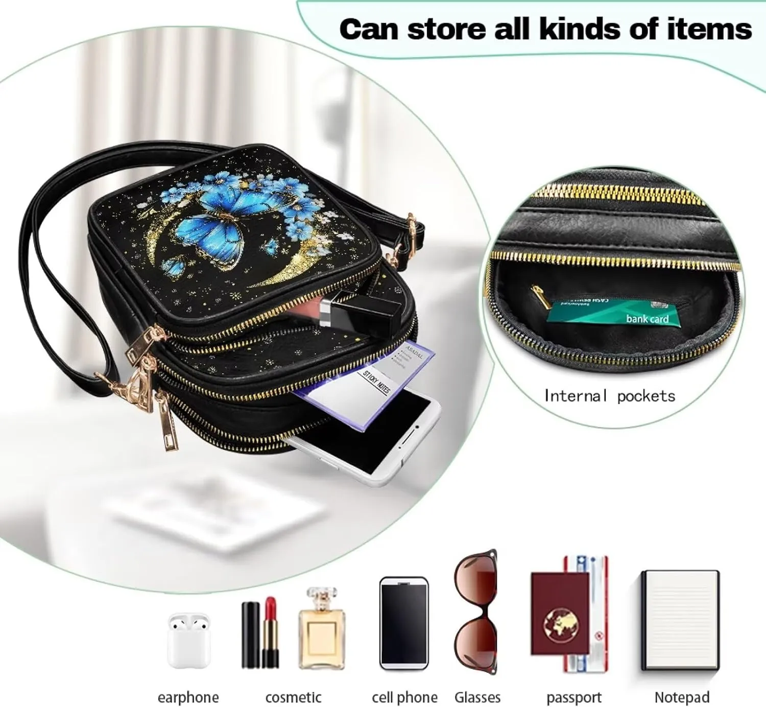 HUGS IDEA Crossbody Bags for Women Trendy Leather Crossbody Purse with Zipper Pockets