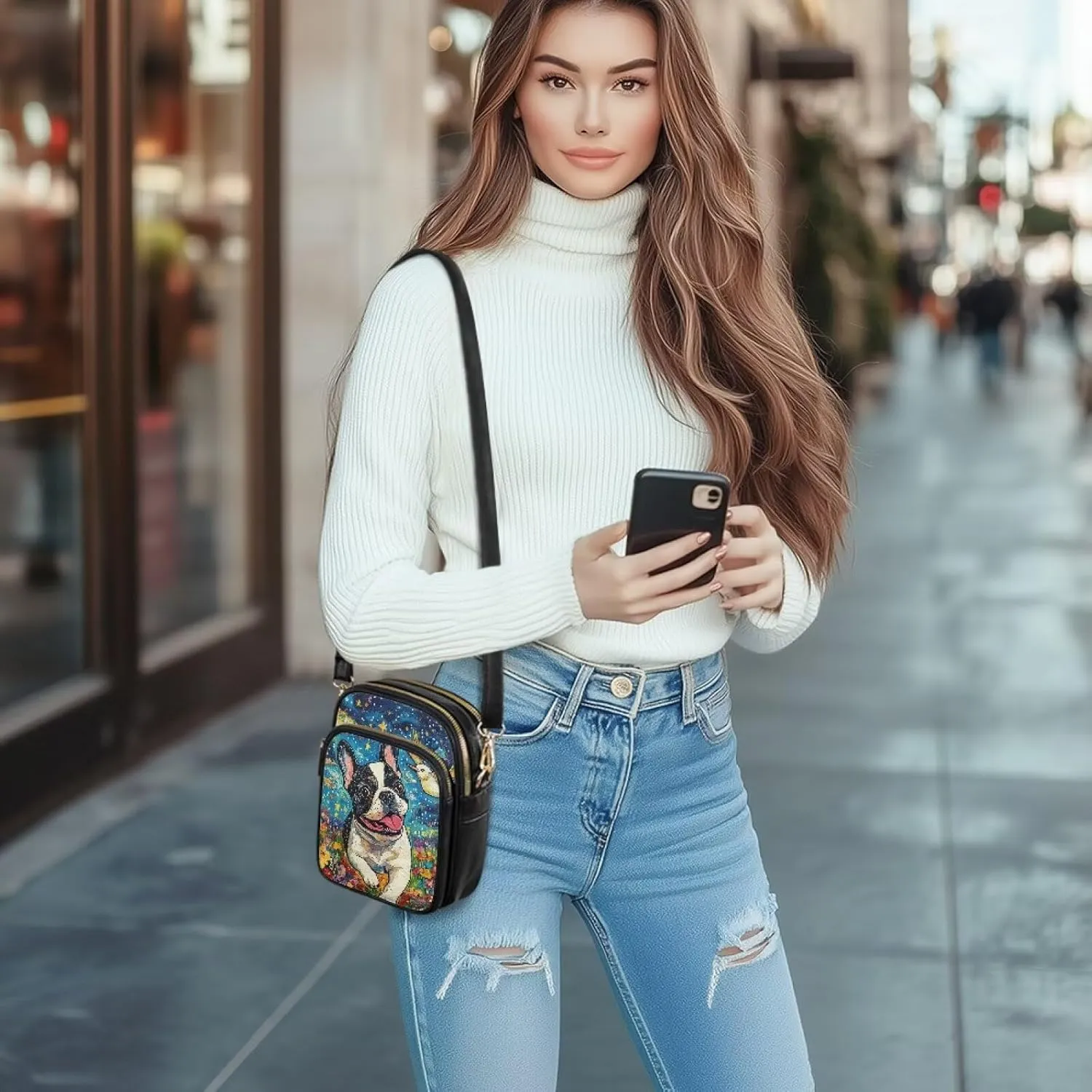 HUGS IDEA Crossbody Bags for Women Trendy Leather Crossbody Purse with Zipper Pockets