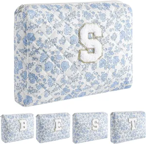 JOVAKIT Makeup Bag Cosmetic Bag for Women, Cute Christmas Gifts Floral Coquette Make Up Bag, Floral Flowers Coquette Travel Toiletry Bag, Zipper Make Up Pouch Organizer Trendy Stuff (Blue S)