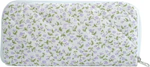 JOVAKIT Quilted Makeup Brush Holder Travel Cosmetic Bag for Women, Floral Coquette Cotton Makeup Brush Case Toiletry Zipper Make Up Pouch, Travel Storage Organizer Pouch (Purple Floral)