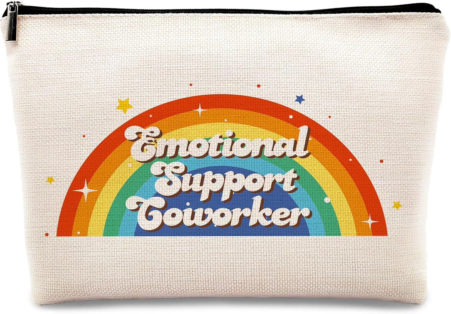 kdqua Emotional Support Coworker Makeup Bag, Coworker Leaving Gifts Work Gifts for Coworker, Coworker Thank You Gifts Employee Appreciation Gift Linen Cosmetic Bag Zipper Travel Toiletry Bag