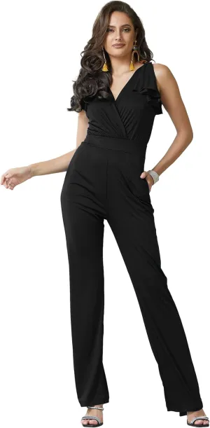 KOH KOH Womens Long Pant Suit Sleeveless V-Neck Classy Jumpsuit Romper Outfit