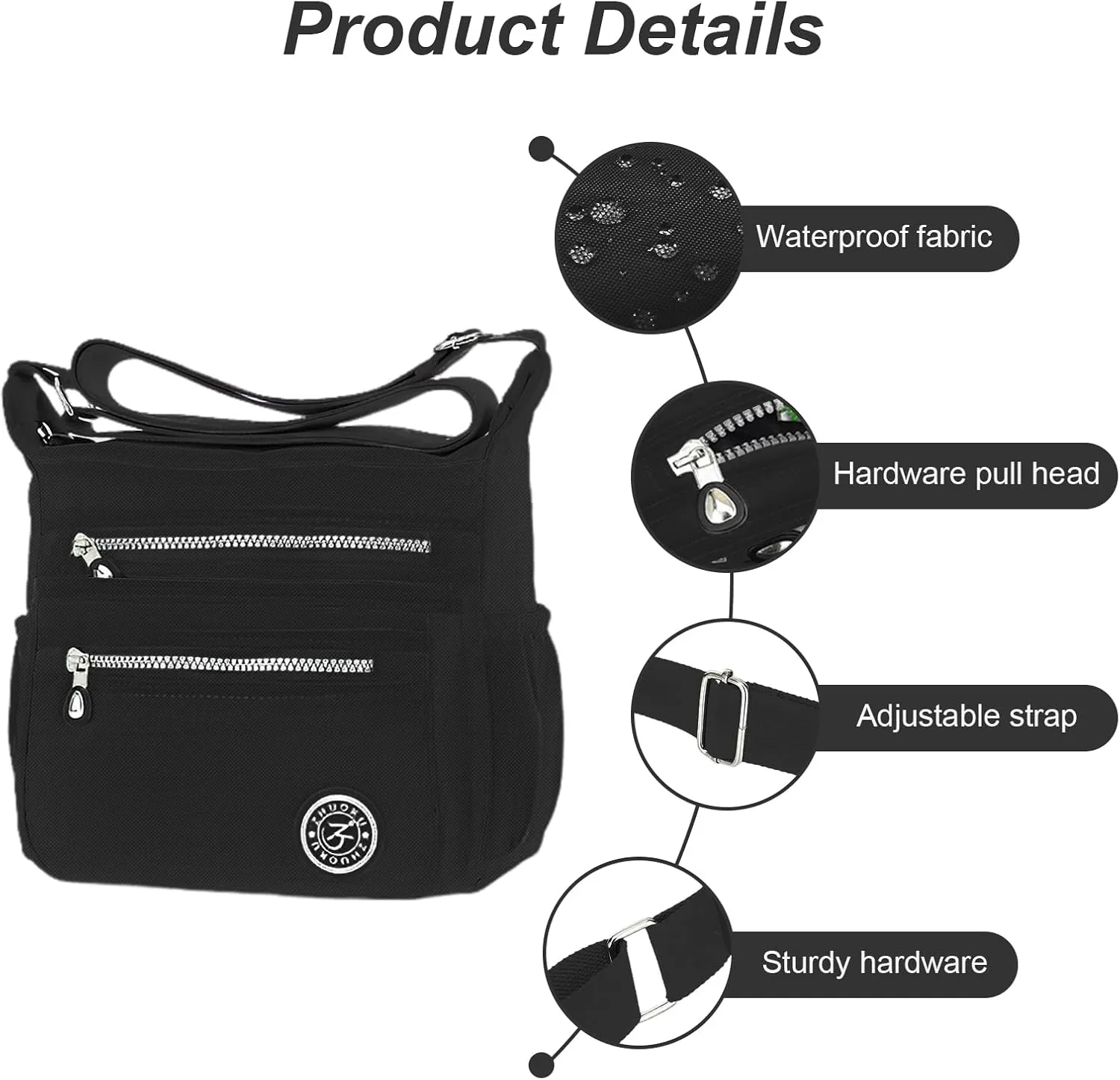 KXF Women's Waterproof Nylon Casual Crossbody Shoulder Messenger Bag Travel Purse Handbag with Multi Pocket
