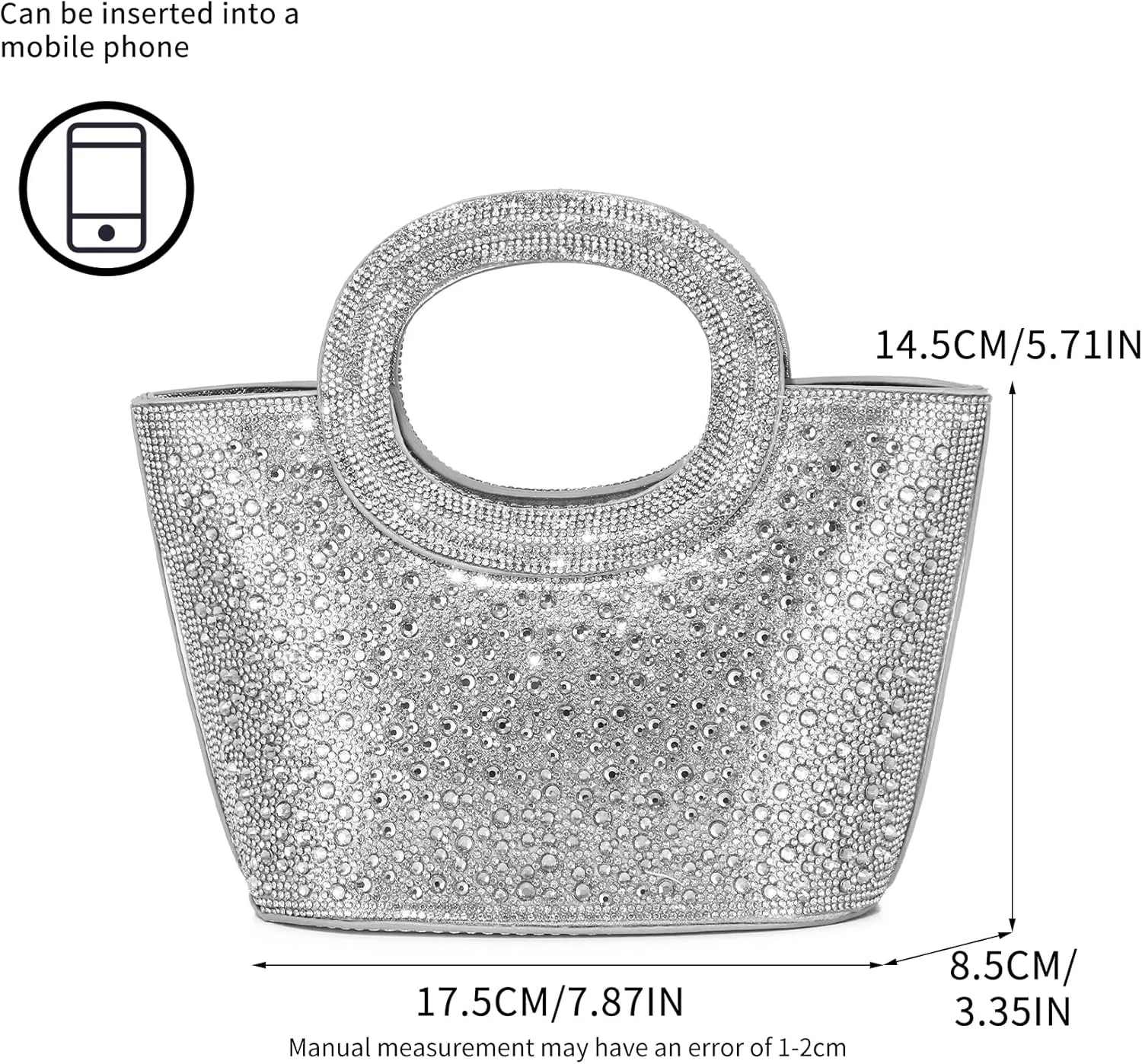 Labair Women Evening Bags Rhinestone Clutch Purse Glitter Sparkly Mini Handbag Crossbody bag for Wedding Formal Prom.