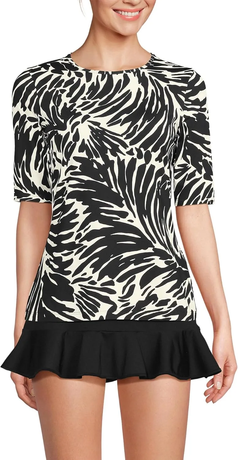 Lands' End Women's Elbow Sleeve Relaxed UPF 50 Rash Guard