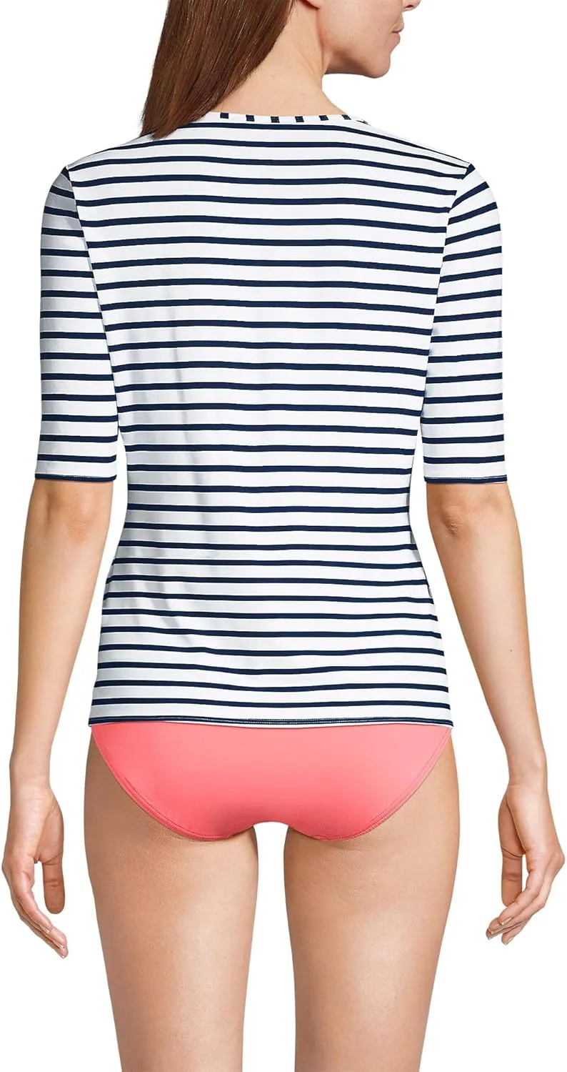 Lands' End Women's Elbow Sleeve Relaxed UPF 50 Rash Guard