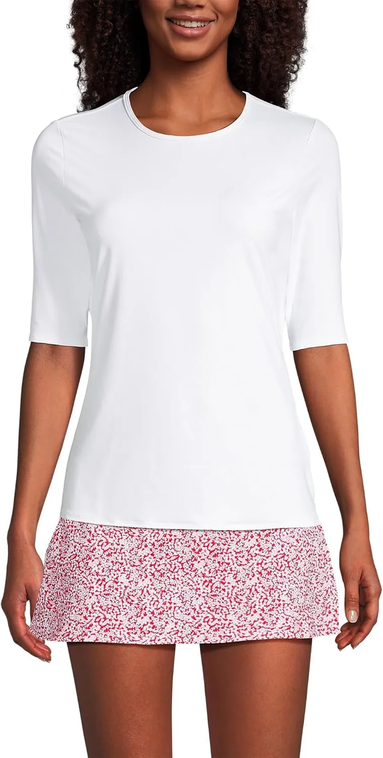 Lands' End Women's Elbow Sleeve Relaxed UPF 50 Rash Guard
