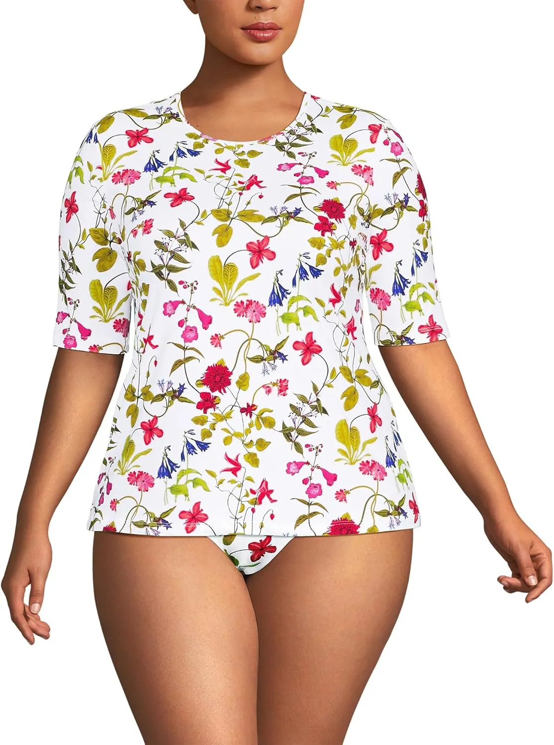 Lands' End Women's Elbow Sleeve Relaxed UPF 50 Rash Guard