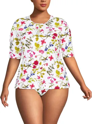 Lands' End Women's Elbow Sleeve Relaxed UPF 50 Rash Guard