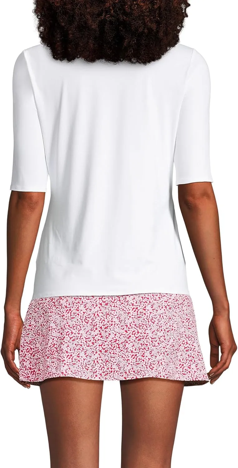 Lands' End Women's Elbow Sleeve Relaxed UPF 50 Rash Guard