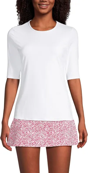 Lands' End Women's Elbow Sleeve Relaxed UPF 50 Rash Guard