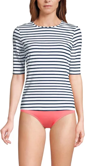 Lands' End Women's Elbow Sleeve Relaxed UPF 50 Rash Guard