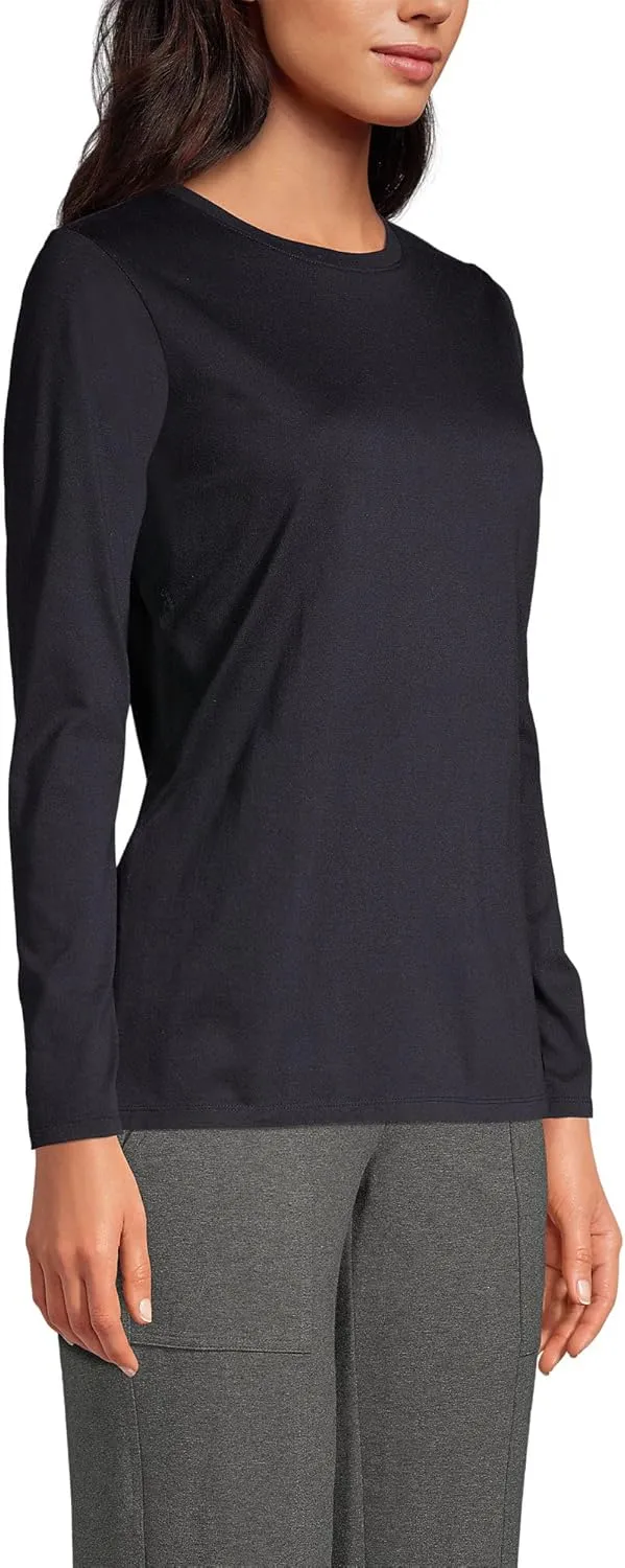 Lands' End Women's Relaxed American-Grown Supima Cotton Long Sleeve Crew Neck T-Shirt
