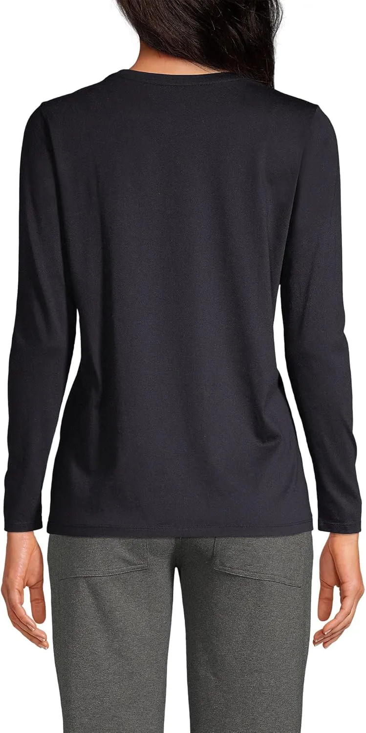 Lands' End Women's Relaxed American-Grown Supima Cotton Long Sleeve Crew Neck T-Shirt