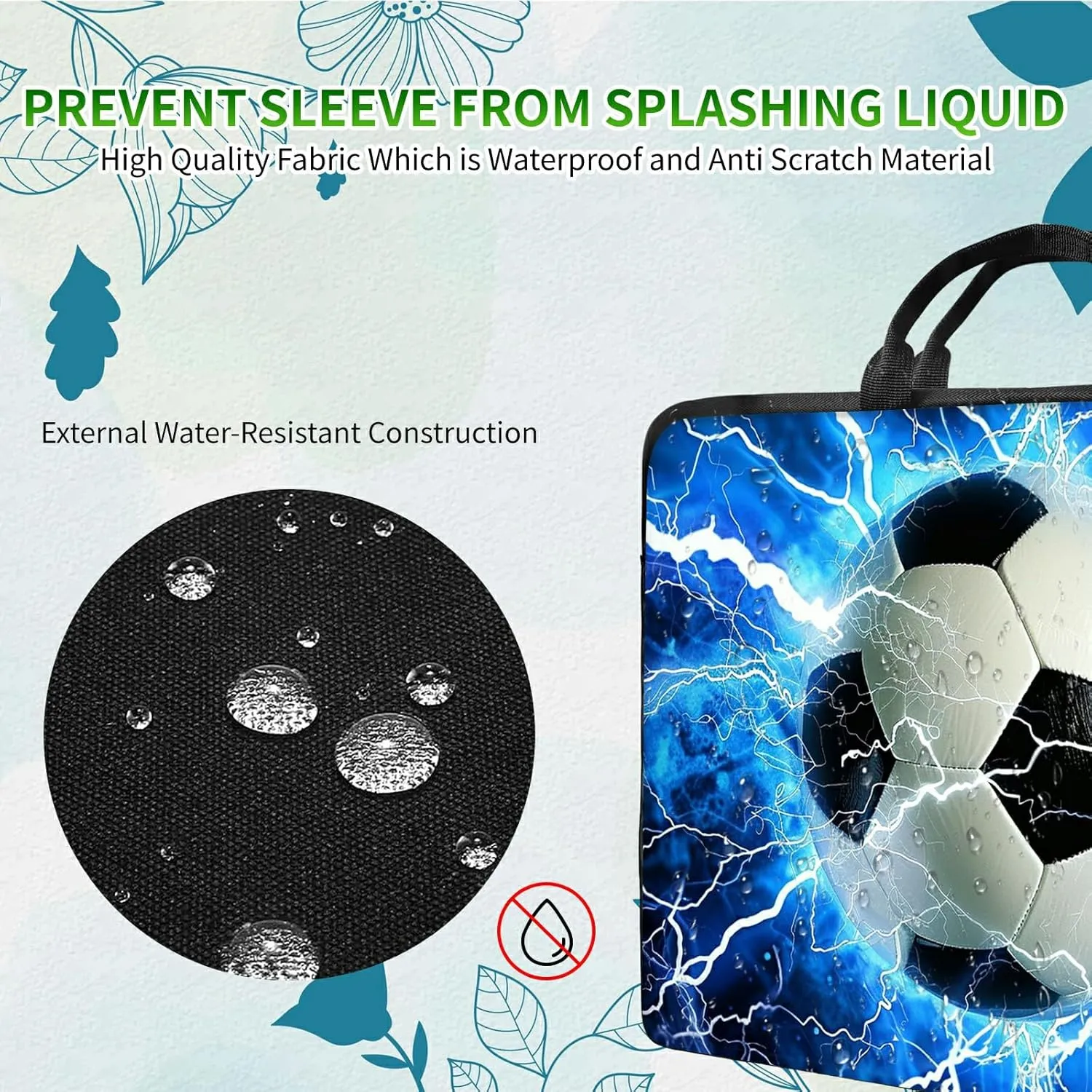 Laptop Shoulder Bag Sleeve Case, Large Capacity Waterproof PU Leather Computer Handbag