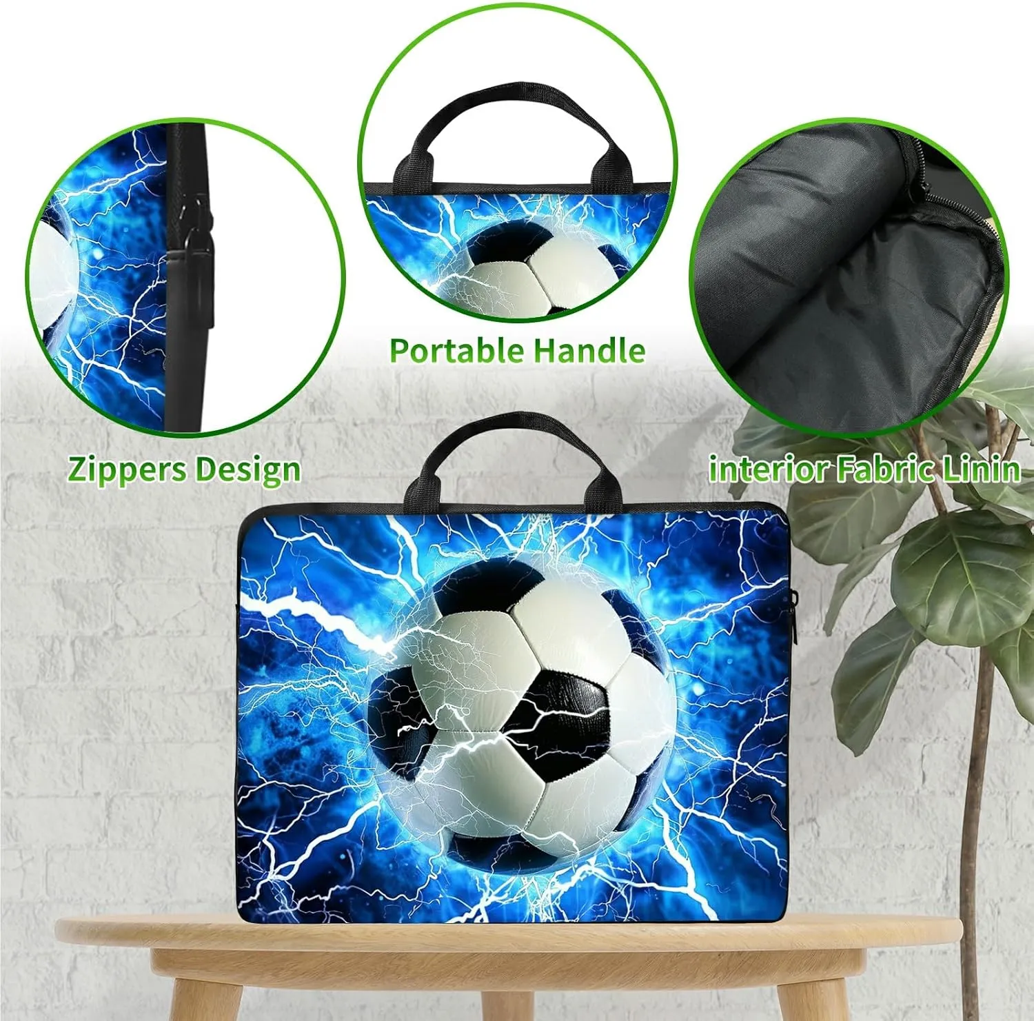 Laptop Shoulder Bag Sleeve Case, Large Capacity Waterproof PU Leather Computer Handbag