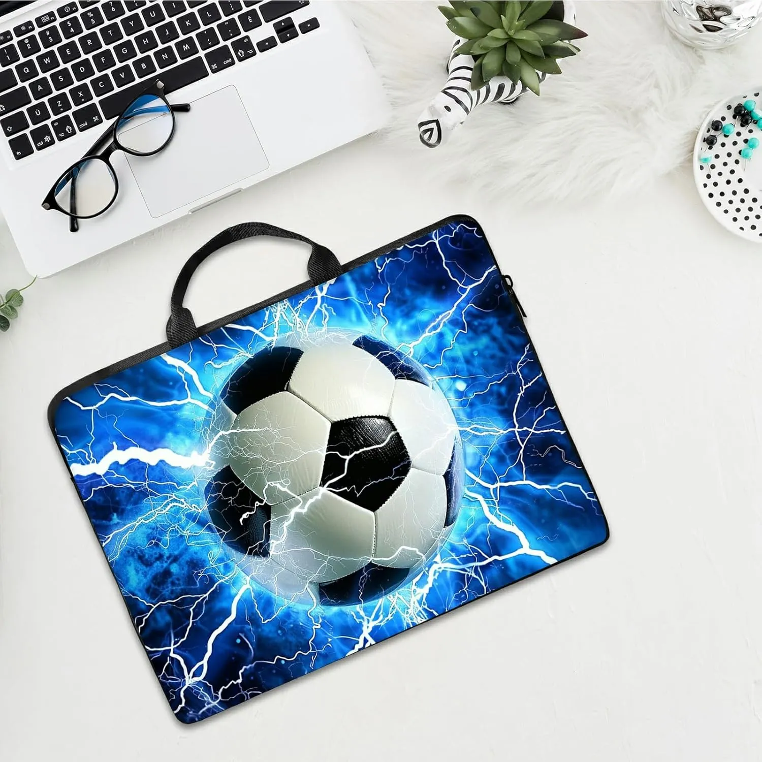 Laptop Shoulder Bag Sleeve Case, Large Capacity Waterproof PU Leather Computer Handbag