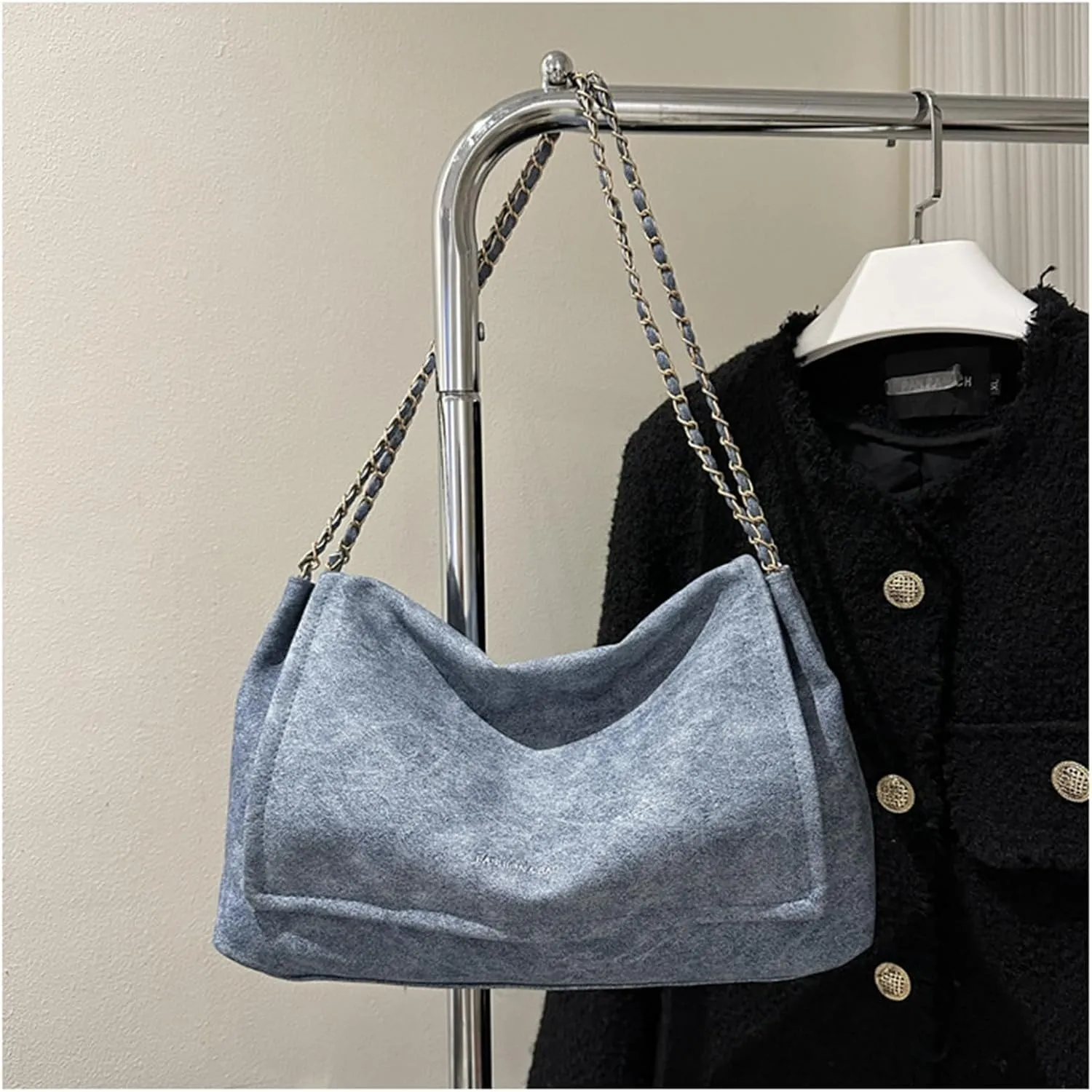 Large Chain Bag Tote Bag for Women PU Leather Shoulder Bags Hobo Bags Purse and Handbags with Chain Strap (D)