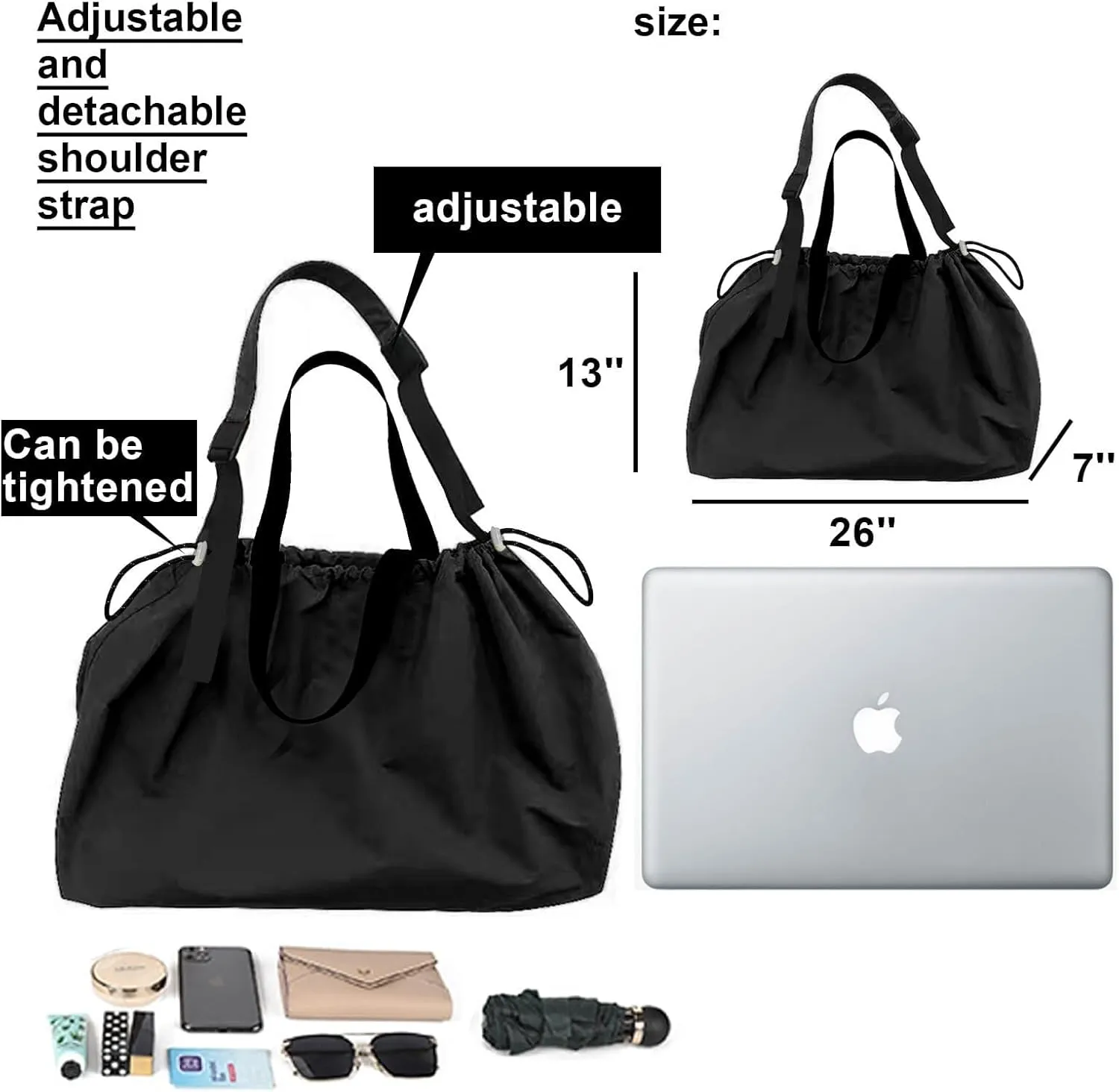 Large Shoulder With Zipper And Pockets For College Work Travel Shopping Lightweight Tote For Women And Man