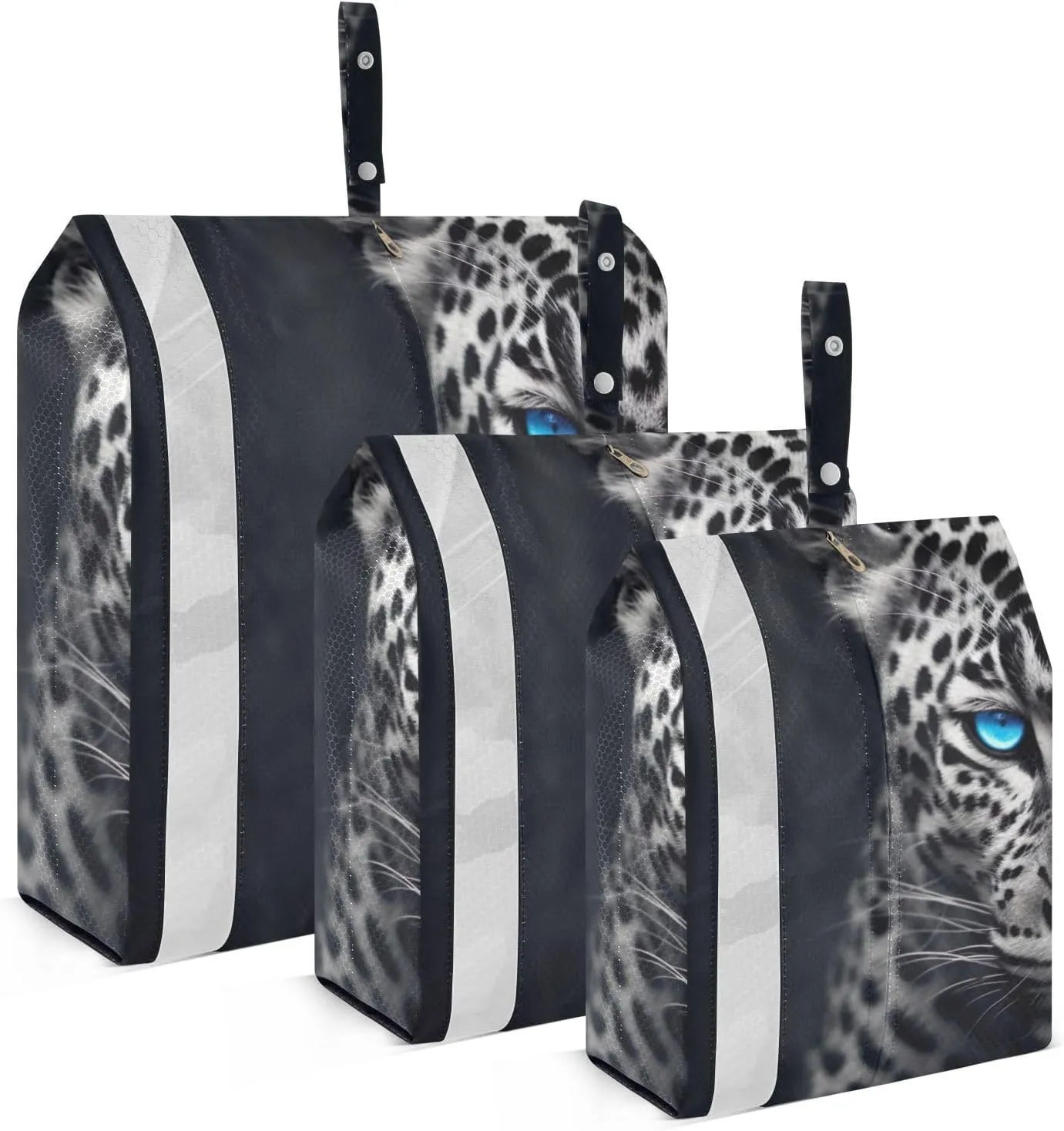 Leopard Staring Packing Cubes Set of 3, Lightweight Travel Luggage Organizers Foldable Bags for Easy Packing and Organization