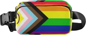 LGBT Pride Flag Rainbow Fanny Packs for Women Colorful Large Hip Belt Bag Waterproof Waist Bag for Women