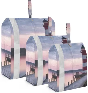 Lighthouse Landscape Packing Cubes Set of 3, Lightweight Travel Luggage Organizers Foldable Bags for Easy Packing and Organization