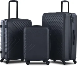 Lightweight 3 Piece Luggage Set for Stress-Free Travel, Hard-Shell Design, Spacious with Spinner Wheels, Black (20/24/28 inches)