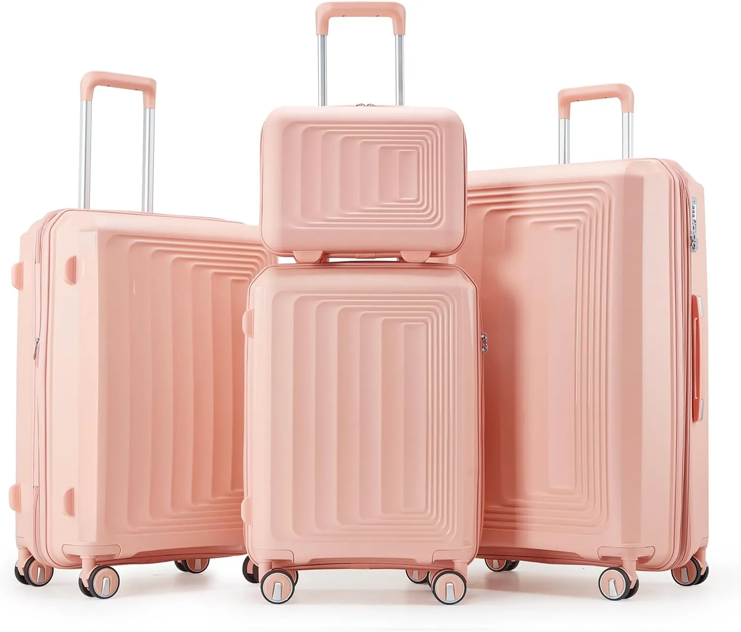 Lightweight Travel with 4 Piece Luggage Set, Hard Shell Expandable Suitcases with Spinner Wheels, Pink