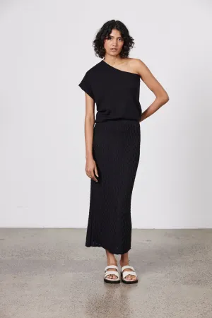 Lina One Shoulder Top Black