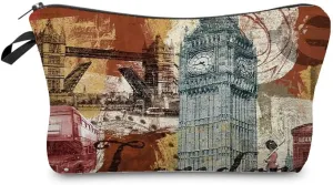 London Big Ben Makeup Bag Cute Small Makeup Organizer Zipper Pouch Birthday Travel Gift Vintage Big Ben Cosmetic Bag for Women Friends Sisters